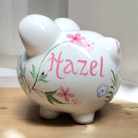 Personalized Floral Piggy Bank