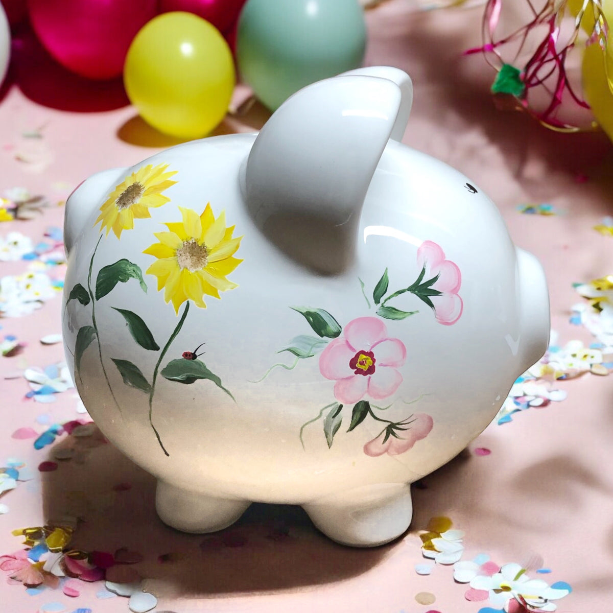 Personalized Floral Piggy Bank