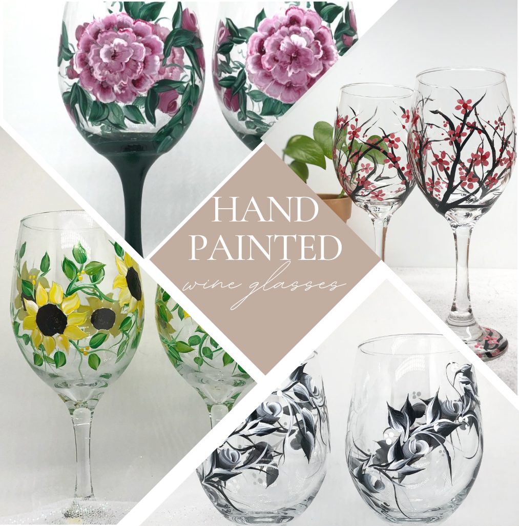 Hand Painted White Daisy Wine Glass (Single Glass)