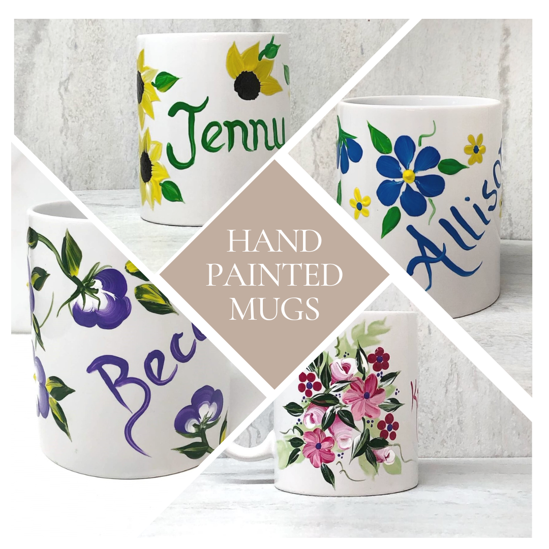 Hand Painted Blue Floral Mug