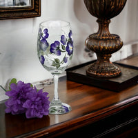 Purple Violets Wine Glass (Single Glass)