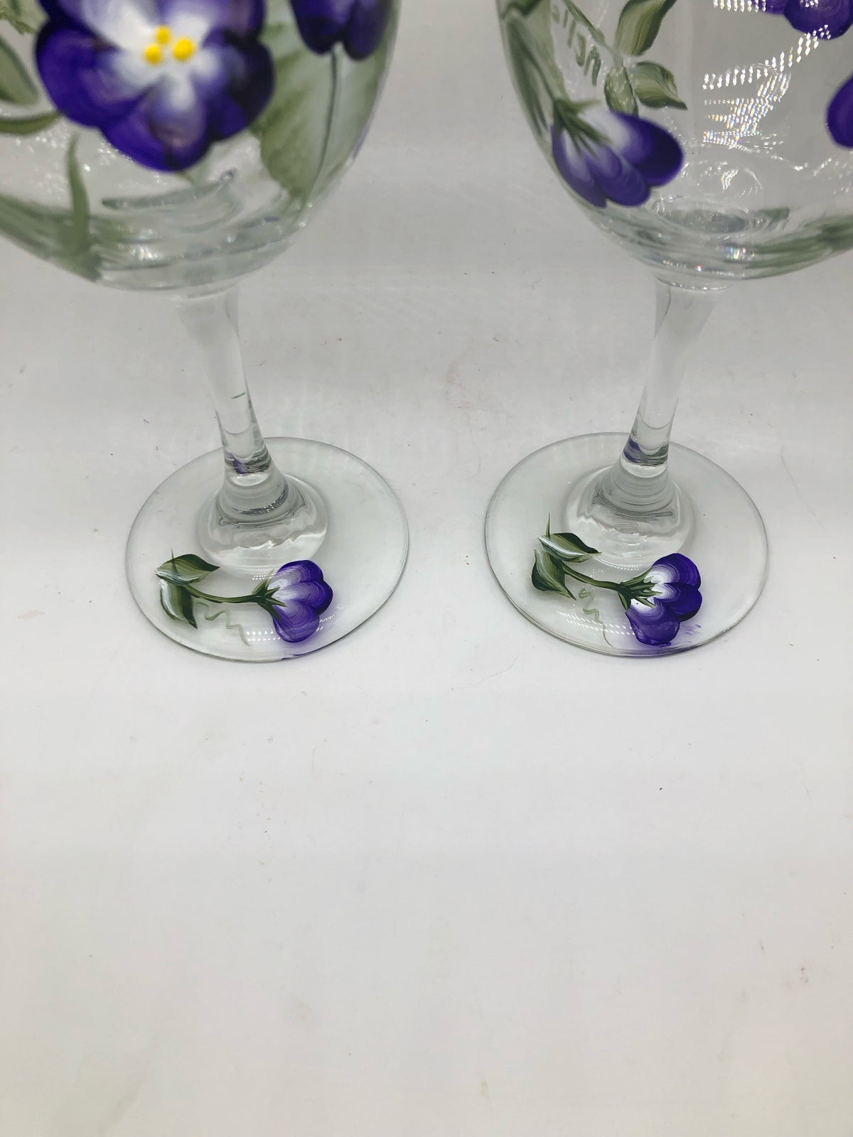 Hand Painted Violet Floral Wine Glasses (Set of 2)