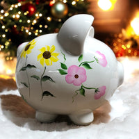 Personalized Floral Piggy Bank