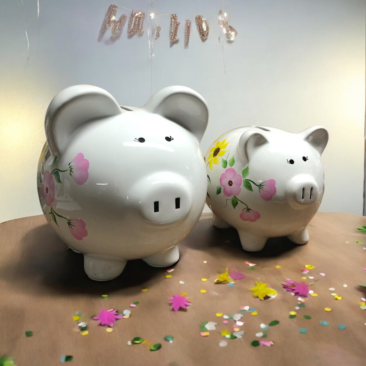 Personalized Floral Piggy Bank