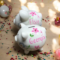 Personalized Floral Piggy Bank