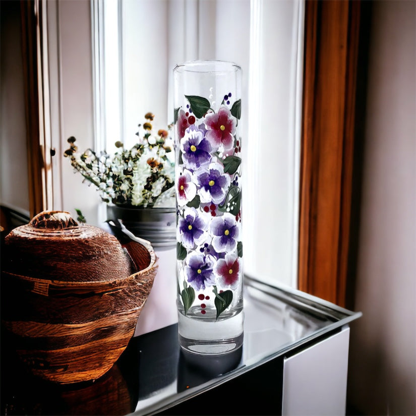 Hand Painted Floral Bud Vase