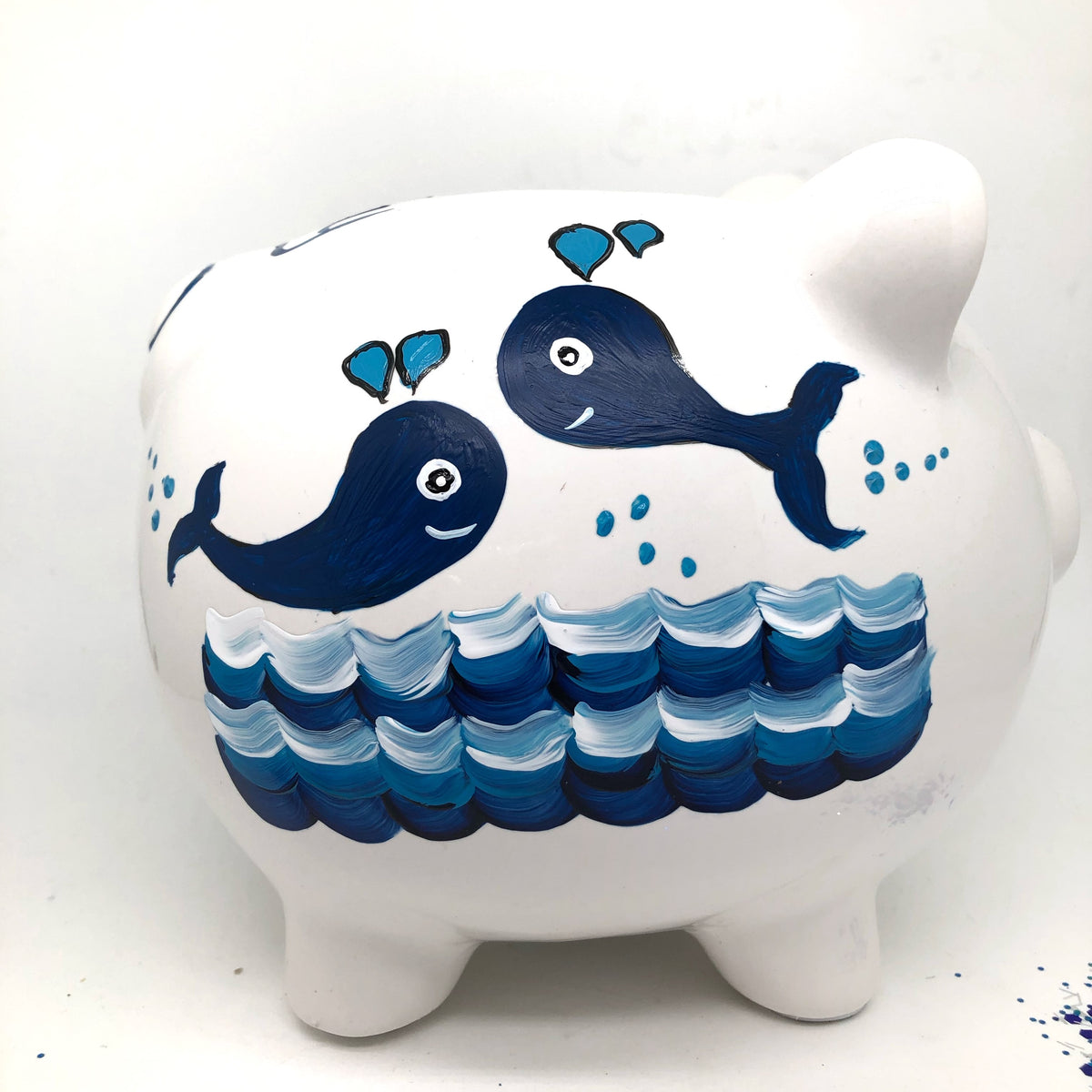 Personalized Painted Whale Piggy Bank