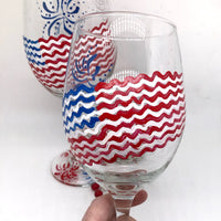 Hand Painted Patriotic Wine Glasses (Set of 2)