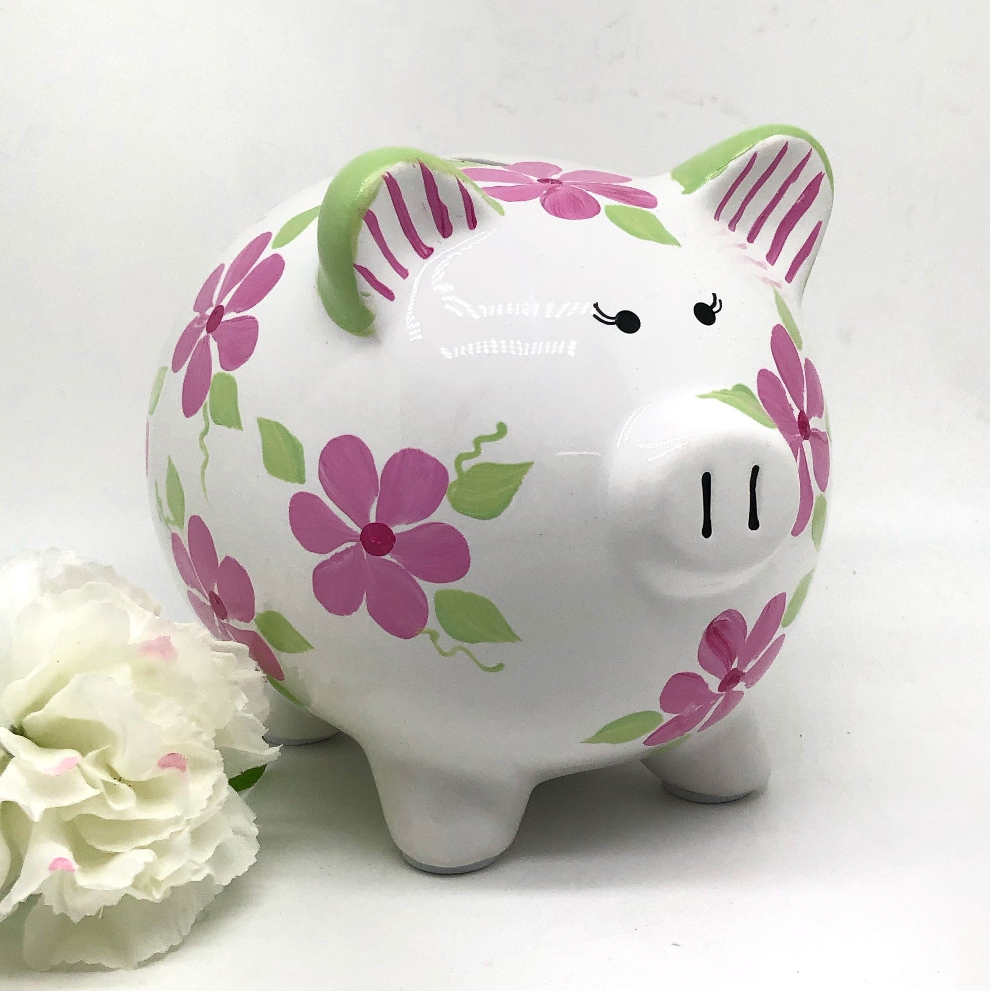 Personalized Piggy Bank For Girl| Baby Gift | Flowers and Butterflies | Baby Shower top Gift | Piggy Bank