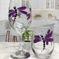 Purple Dragonfly Wine Glass (Single Glass)