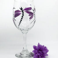 Purple Dragonfly Wine Glass (Single Glass)