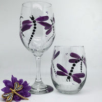 Purple Dragonfly Wine Glass (Single Glass)