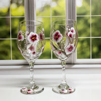 Hand Painted Cherry Blossoms Stemware (Set of 2)