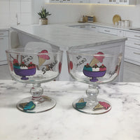 Hand Painted Ice Cream Dishes (Set of 4)