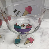 Hand Painted Ice Cream Dishes (Set of 4)