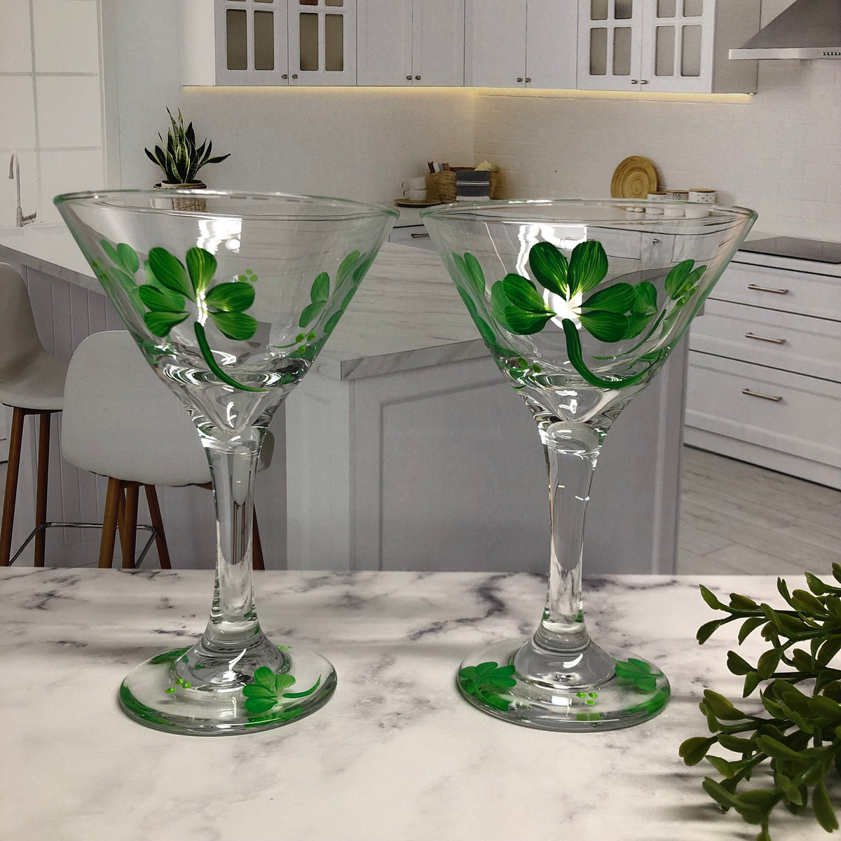 Irish Shamrock Martini Glasses