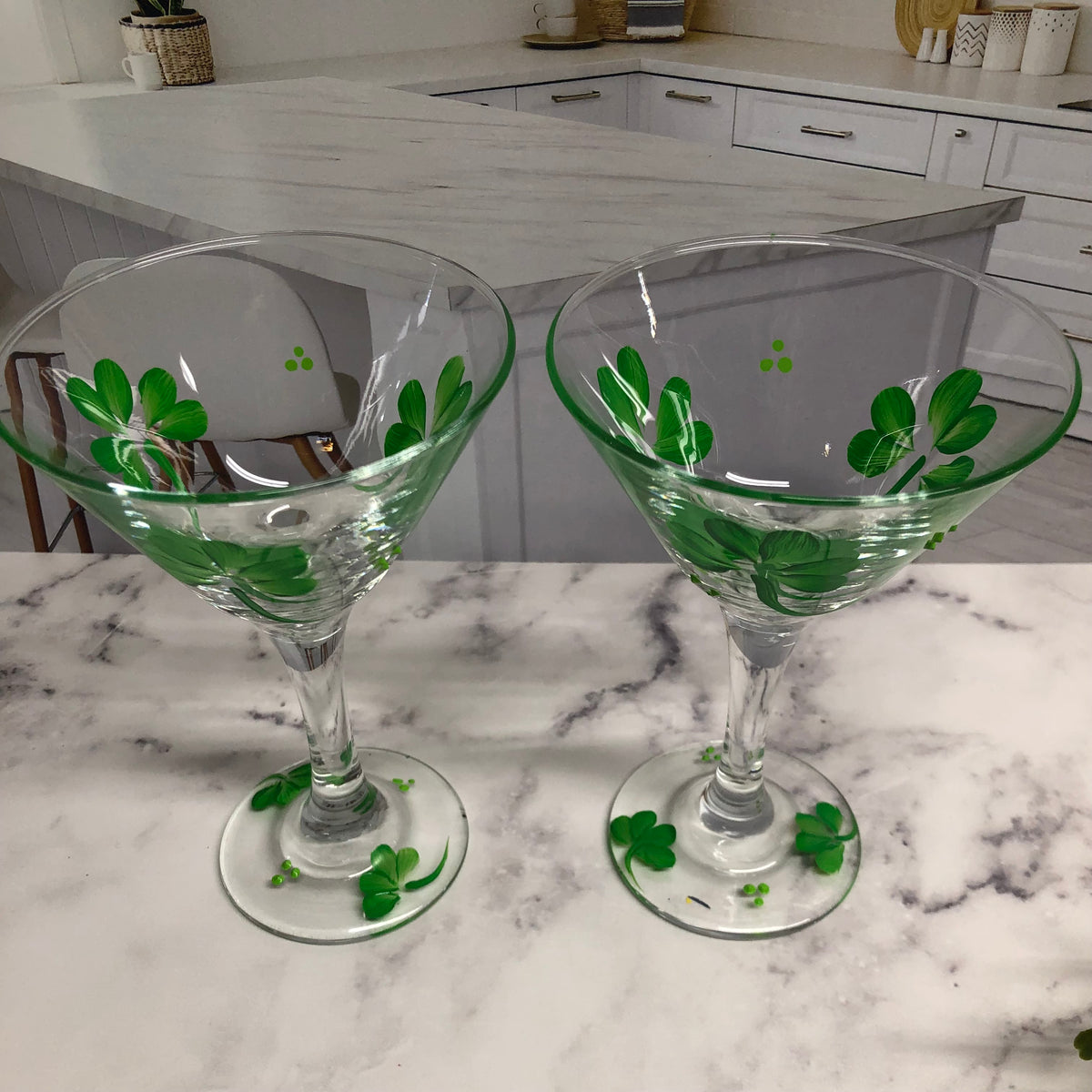 Irish Shamrock Martini Glasses