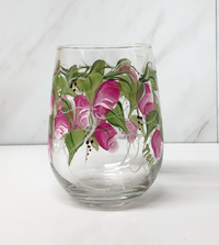 Stemless Pink Rosebud Wine Glass (Single Glass)