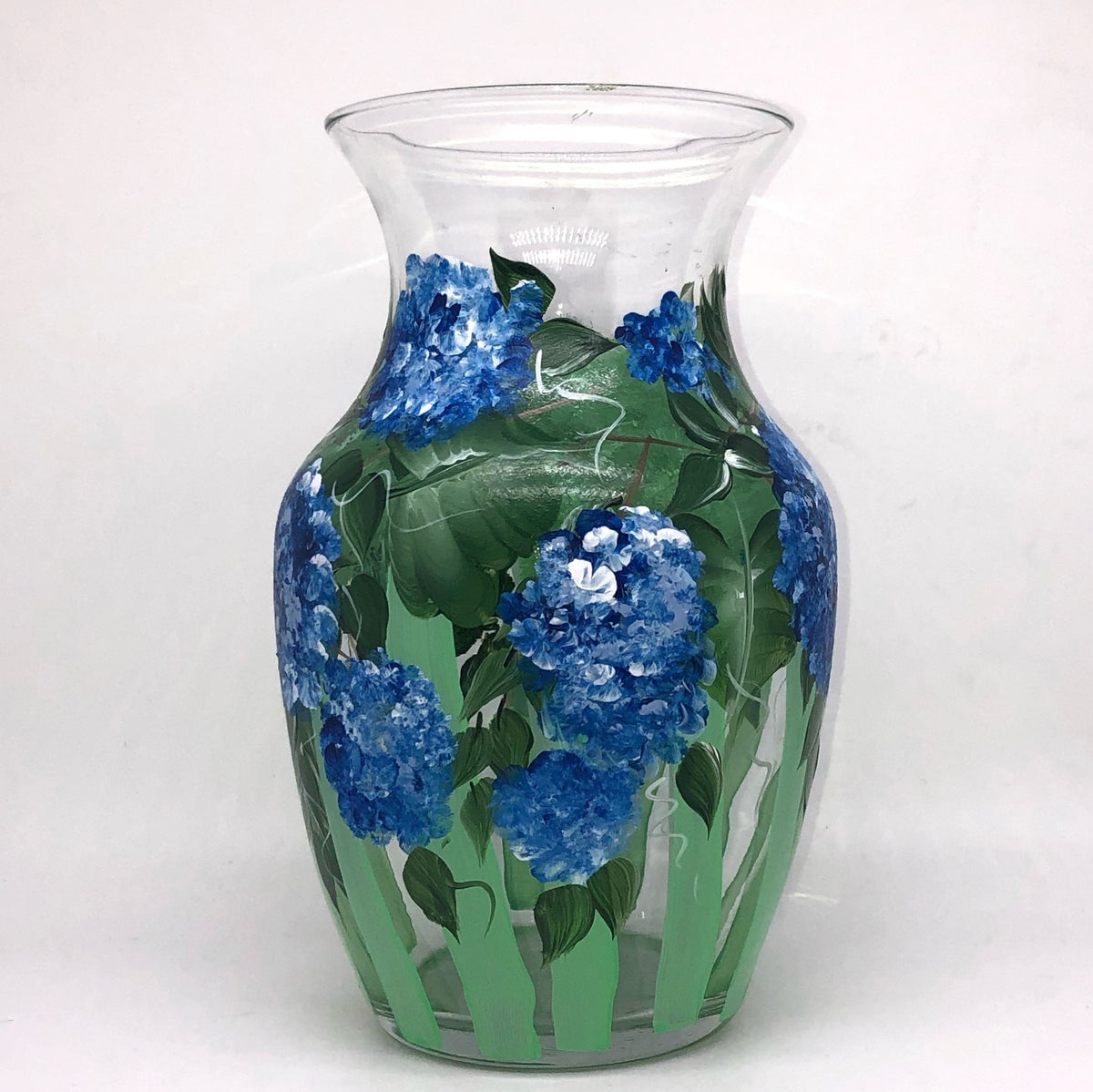 Hand Painted Blue Hydrangea Floral Vase