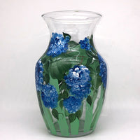 Hand Painted Blue Hydrangea Floral Vase