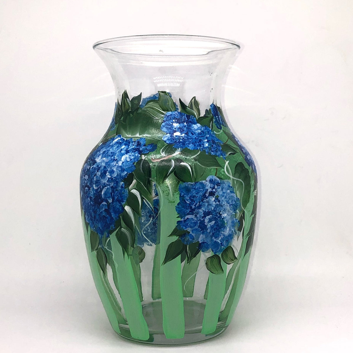 Hand Painted Blue Hydrangea Floral Vase