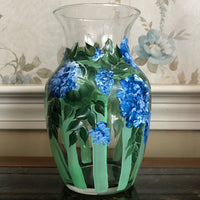 Hand Painted Blue Hydrangea Floral Vase