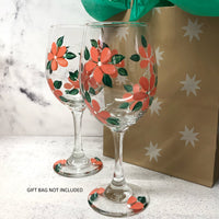 Hand Painted Wine Glasses - Coral Daisies (Set of 2)