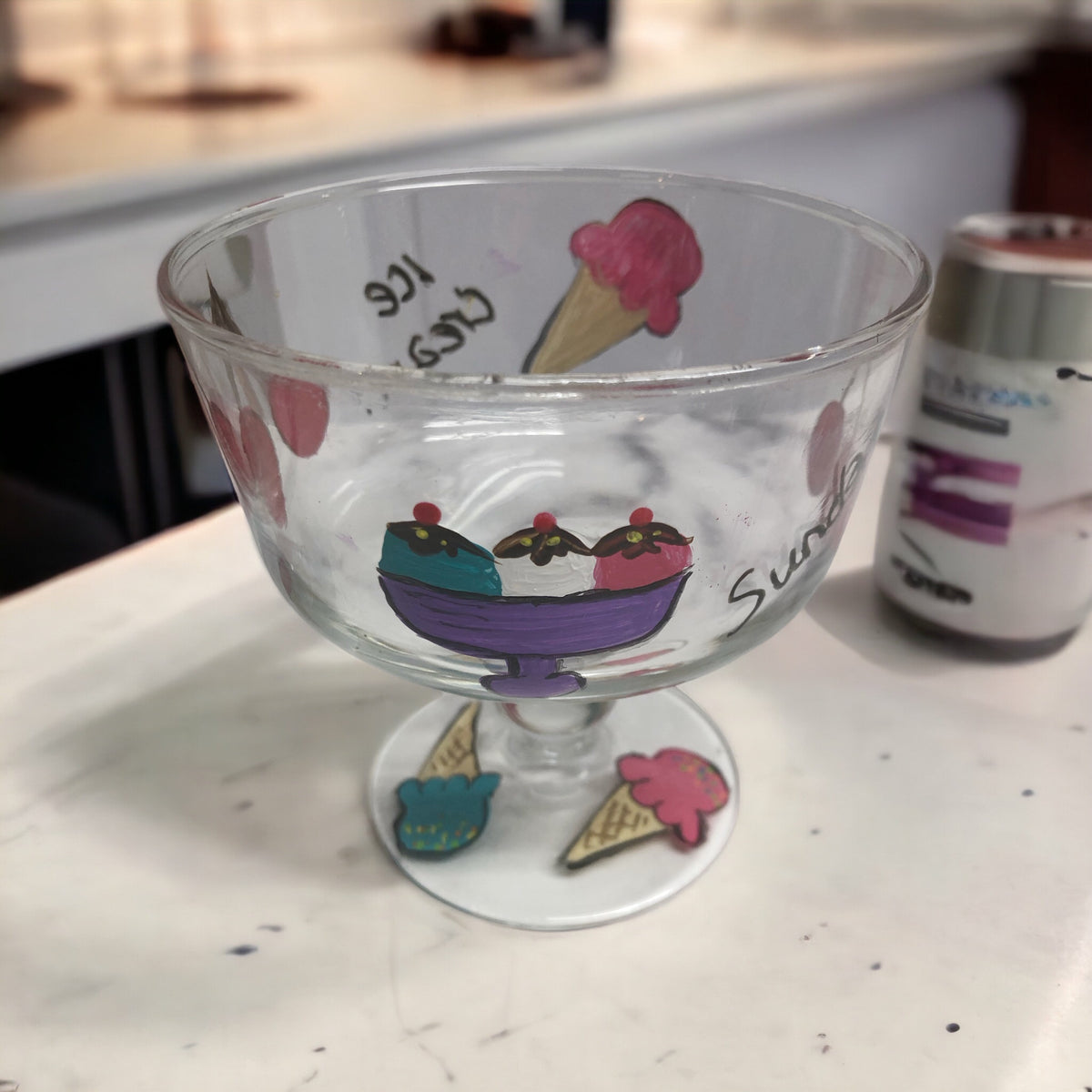 Hand Painted Ice Cream Dishes (Set of 4)