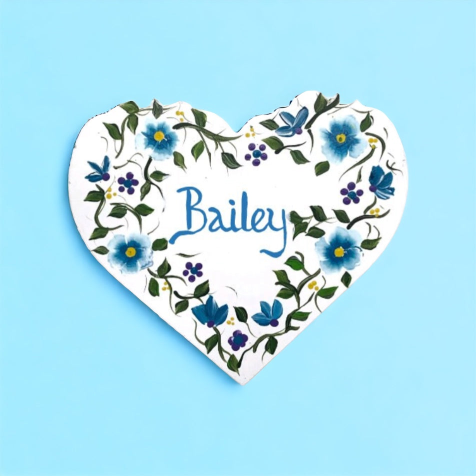 Custom Name Sign for Girls-Blue Flowers