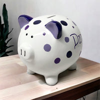 Painted Purple Dots Piggy Bank