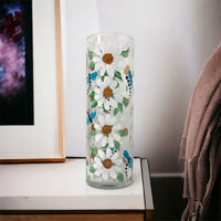 Dragonfly Daisy Floral Painted Vase