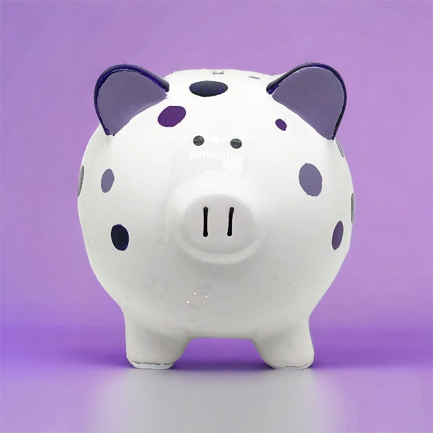 Painted Purple Dots Piggy Bank