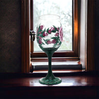 Pink Cabbage Rose Wine Glass (Single Glass)