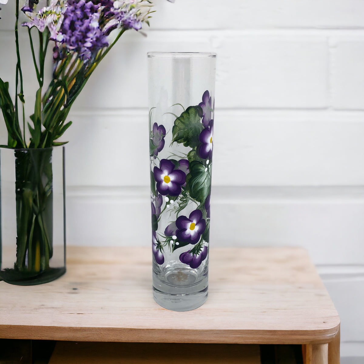 Hand Painted Violets Bud Vase