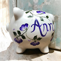 Personalized Violet Piggy Bank