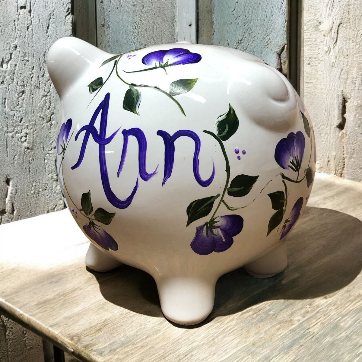 Personalized Violet Piggy Bank