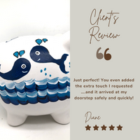 Personalized Painted Whale Piggy Bank