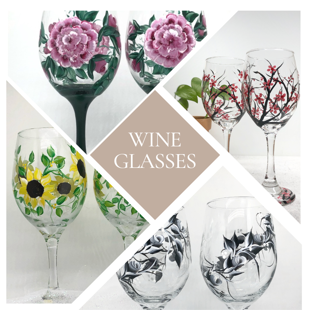 Mother's Day Wine Glass Cherry Blossoms | Sold Separately | Hand Painted  Personalized Gifts
