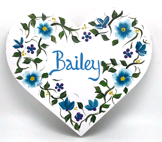 Custom Name Sign for Girls-Blue Flowers