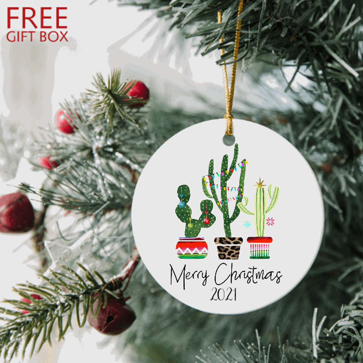 Southwestern Cactus Christmas Ornament