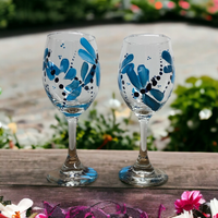 Blue Dragonfly Hand Painted Wine Glasses (Set of 2)