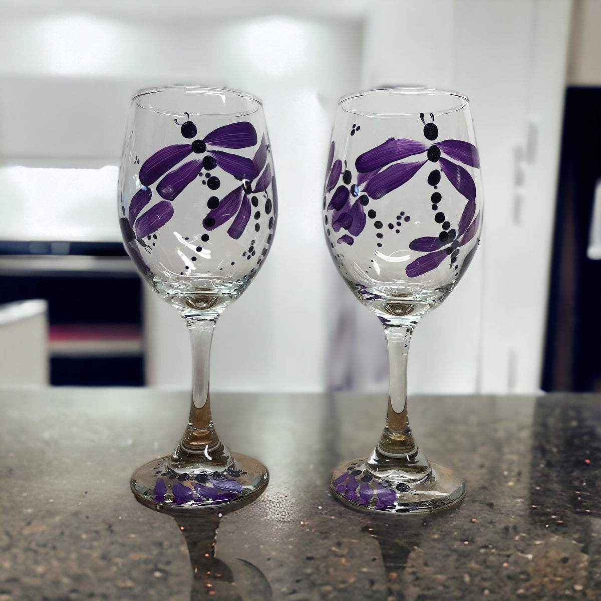 Purple Dragonfly Wine Glasses (Set of 2)