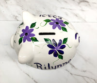 Hand Painted Personalized Piggy Bank for Girls